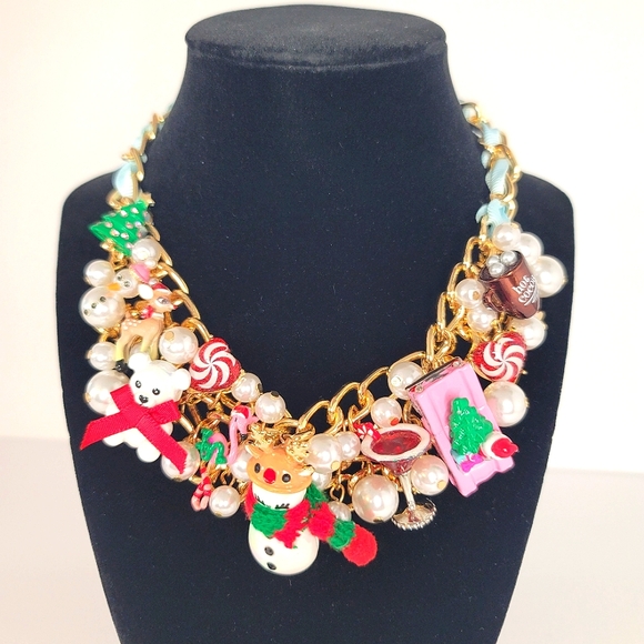 Betsey Johnson Jingle Bell Bling Bauble Charm Christmas Neclace AND Earrings - Picture 11 of 16